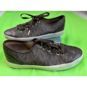 Michael Kors Women‎ Keaton Logo Sneakers Brown Size 9.5 Lace Up